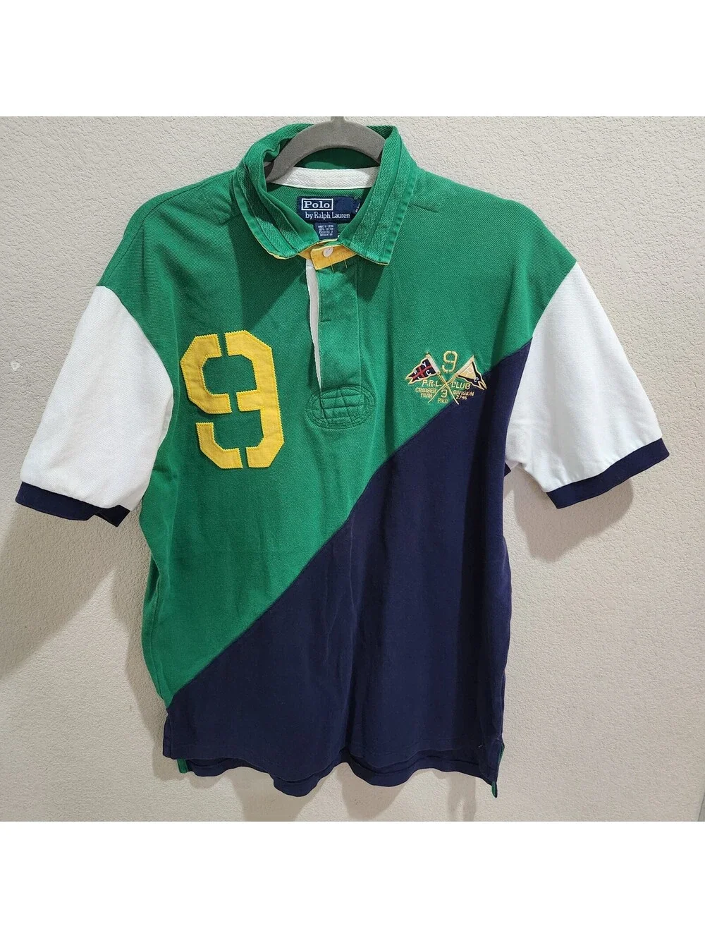 Vintage Polo Ralph Lauren Shirt Mens L Colorblock Cruiser Team 9 Rugby PRL Club